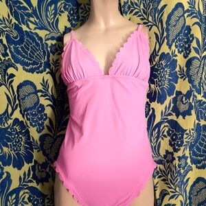 J Crew barbie pink scalloped edge one piece